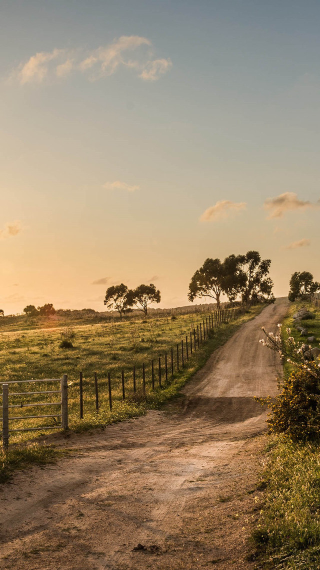 Dirt road fence field sunset #6 free wallpaper for mobile - medium preview image