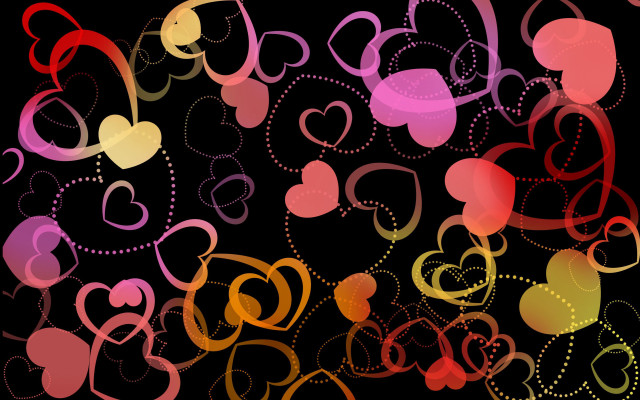 Colorful hearts swirls black red free wallpaper for desktop - medium preview image