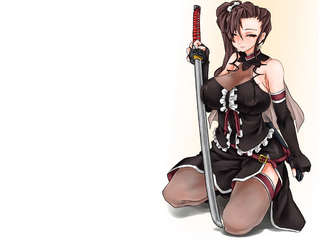 Woman black dress holding sword free wallpaper for desktop - medium preview image