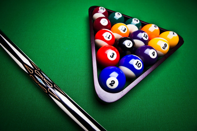Pool table cue triangle balls free wallpaper for desktop - medium preview image