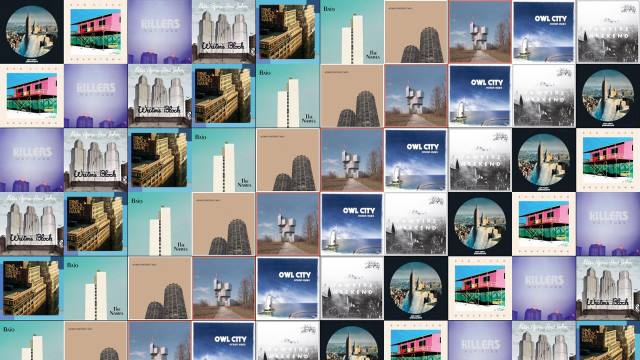 Collage buildings different colors sizes free wallpaper for desktop - medium preview image