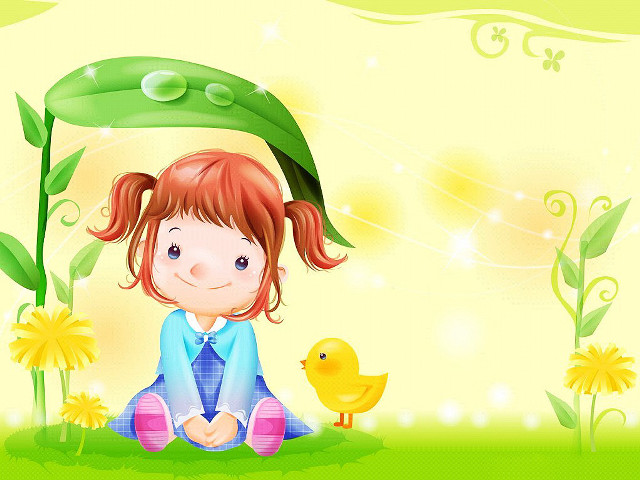 Little girl sitting duck plant free wallpaper for desktop - medium preview image