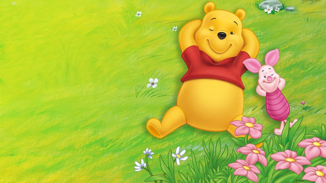 Pooh bunny flower field butterfly free wallpaper for desktop - medium preview image