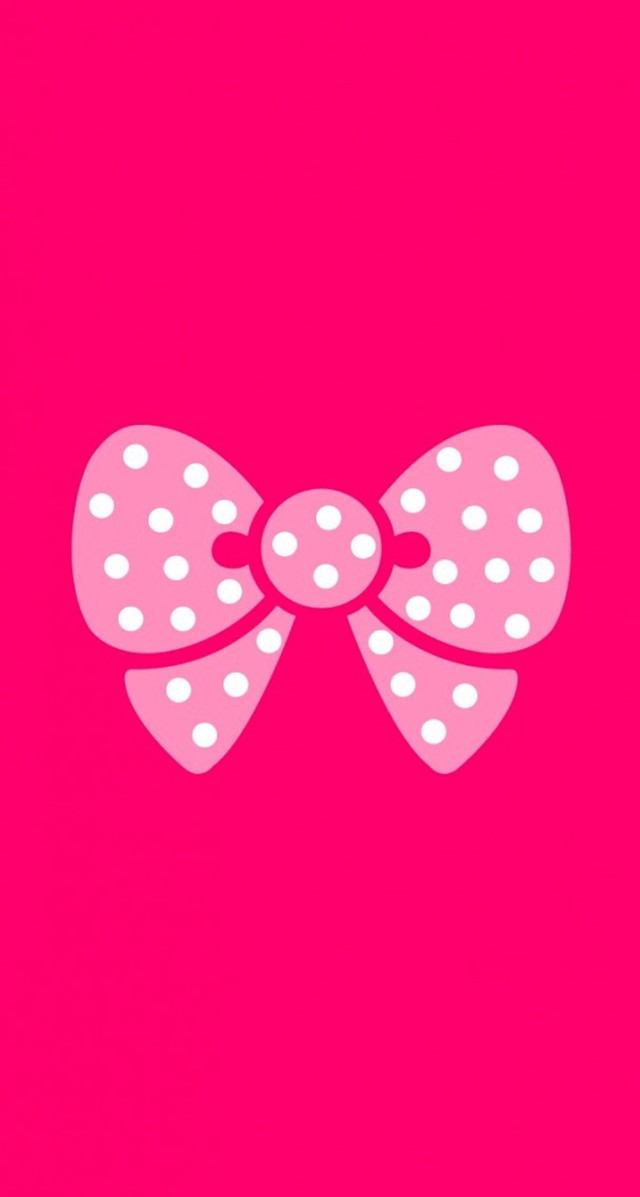 Pink bow white dots pink free wallpaper for mobile - medium preview image