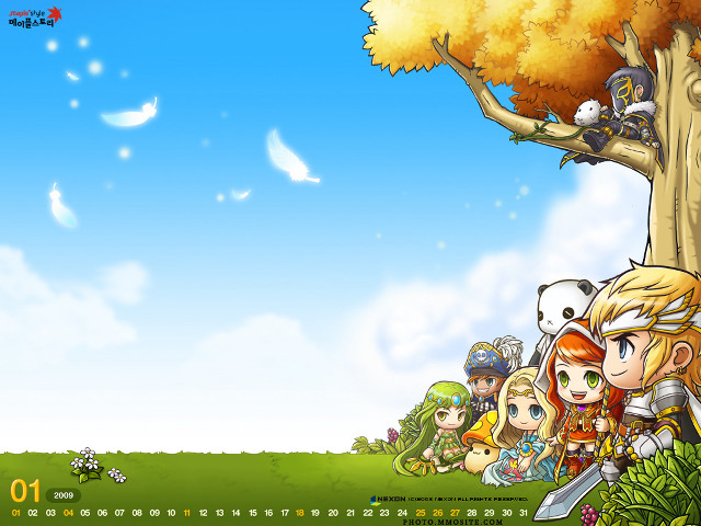 Cartoon group people tree sky free wallpaper for desktop - medium preview image