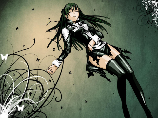 Woman black white outfit flying free wallpaper for desktop - medium preview image