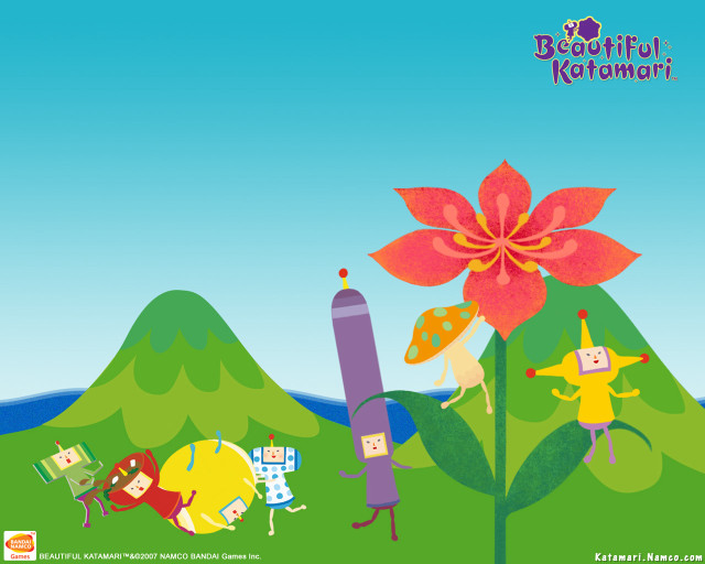 Cartoon flower people field mountain free wallpaper for desktop - medium preview image