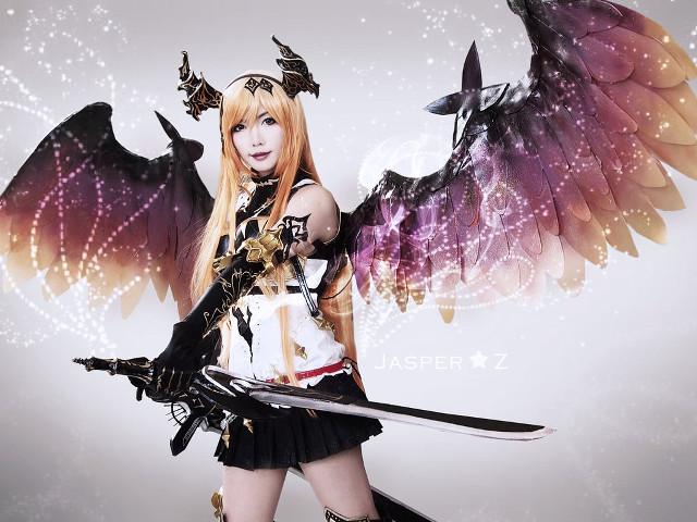 Woman sword wings body hand free wallpaper for desktop - medium preview image