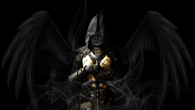 Man armor wings sword hand free wallpaper for desktop - medium preview image