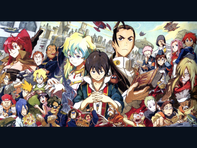 Anime characters cityscape sky background #5 free wallpaper for desktop - medium preview image