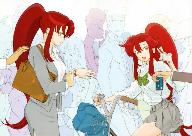 Anime girls crowd hands on free wallpaper for desktop - medium preview image