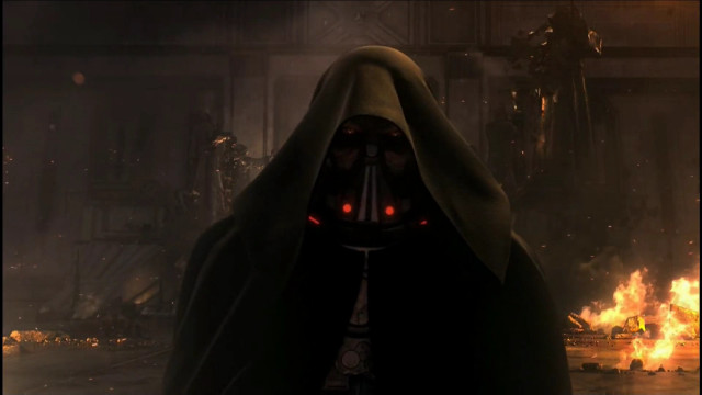 Man dark suit hood fire free wallpaper for desktop - medium preview image