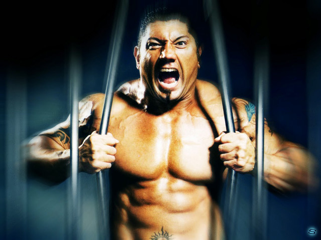 Muscular man holding bars yelling free wallpaper for desktop - medium preview image
