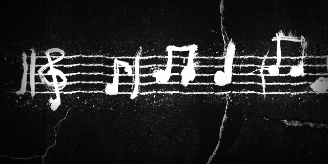 Black white musical note trellis free wallpaper for desktop - medium preview image