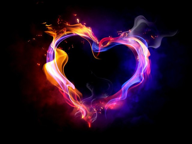 Heart smoke flames black background #2 free wallpaper for desktop - medium preview image
