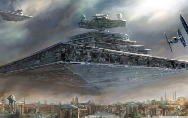 Star wars ship cityscape matte free wallpaper for desktop - medium preview image