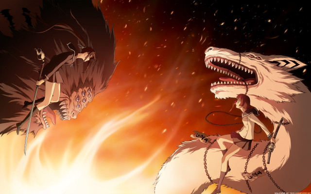 Animals fire chains growling couple free wallpaper for desktop - medium preview image