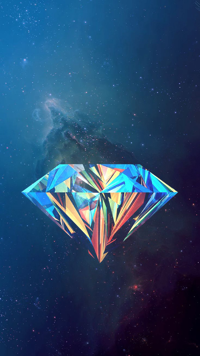 Colorful diamond floating stars blue free wallpaper for mobile - medium preview image