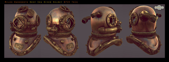 Diving helmets metal brass paint free wallpaper for desktop - medium preview image