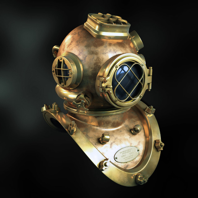 Large metal diving helmet with free wallpaper for tablet - medium preview image