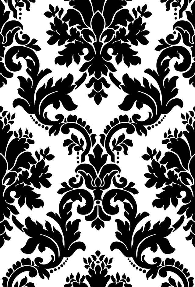 Black white damask pattern large #3 free wallpaper for mobile - medium preview image