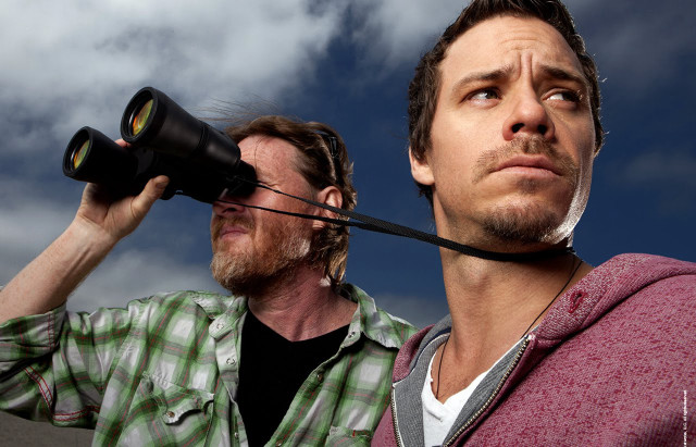 Man looking up binoculars beard free wallpaper for desktop - medium preview image