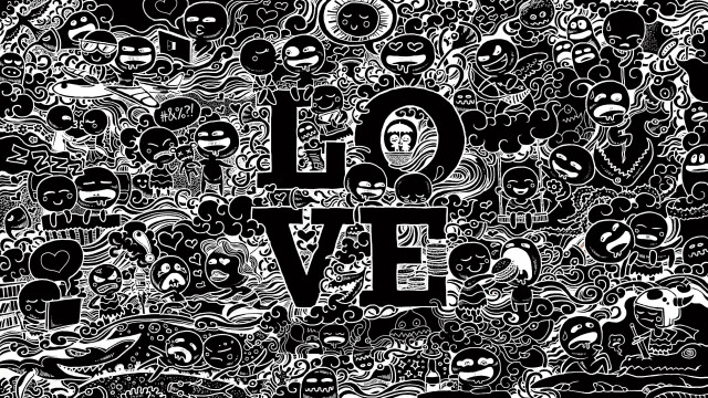 Faces love drawing black white free wallpaper for desktop - medium preview image