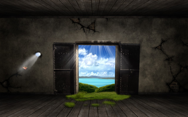 Room door lake view light free wallpaper for desktop - medium preview image