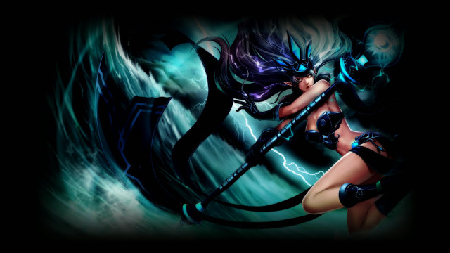 Woman sword demon shoulder lightning free wallpaper for desktop - medium preview image