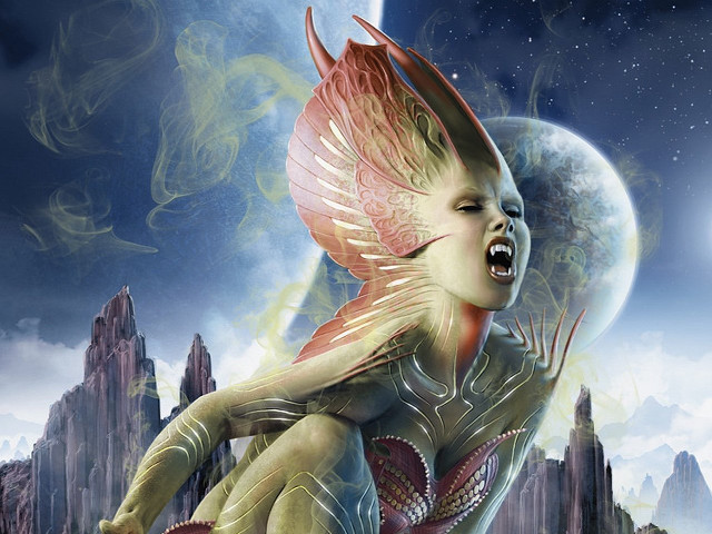 Woman wings mountain landscape full free wallpaper for desktop - medium preview image