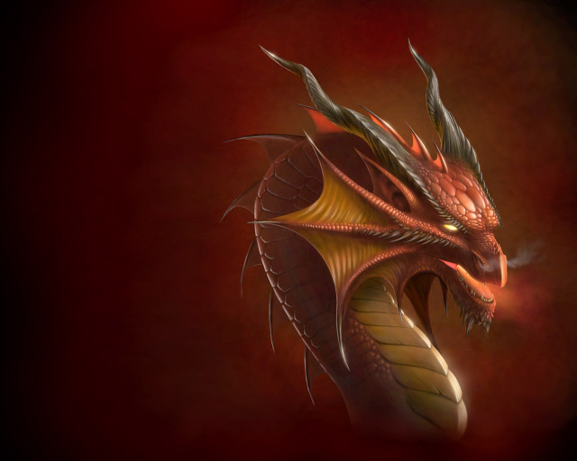Red yellow dragon black background free wallpaper for desktop - medium preview image