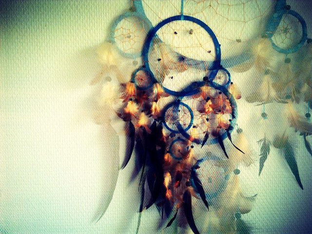 Dream catcher feathers flowers blue free wallpaper for desktop - medium preview image