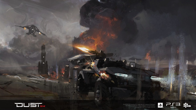Futuristic city explosion smoke flames free wallpaper for desktop - medium preview image