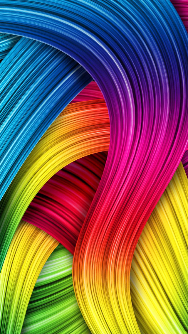 Colorful wavy lines rainbow blues free wallpaper for mobile - medium preview image