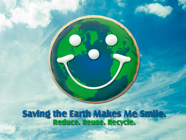 Green smiley earth saving recycling free wallpaper for desktop - medium preview image