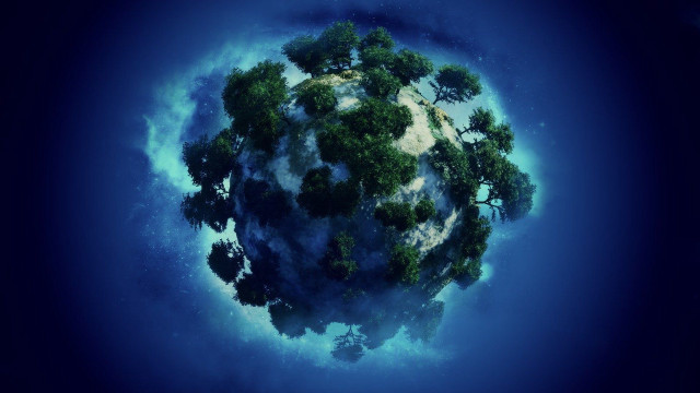 Small planet trees sky clouds free wallpaper for desktop - medium preview image