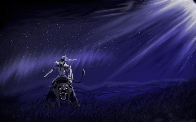 Person riding horse night sky free wallpaper for desktop - medium preview image