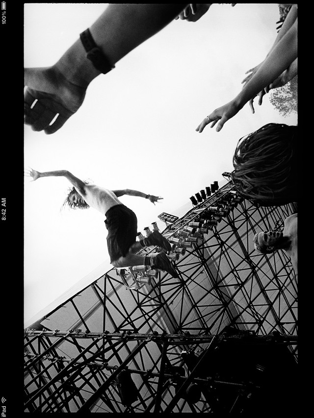 Jumping person stage crowd hands free wallpaper for mobile - medium preview image