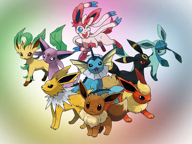 Pokemon group circle rainbow blurry free wallpaper for desktop - medium preview image