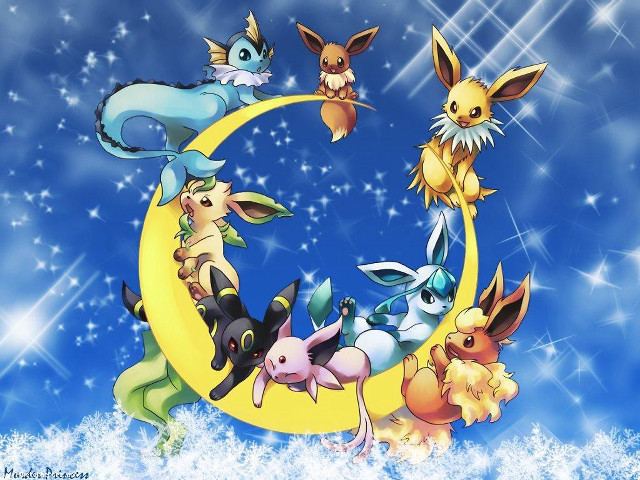 Pokemon crescent moon snow stars free wallpaper for desktop - medium preview image