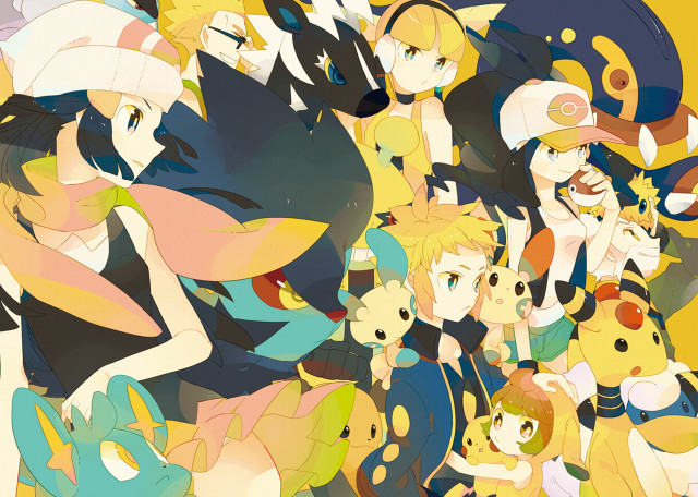 People hats pokemon cartoon yellow free wallpaper for desktop - medium preview image