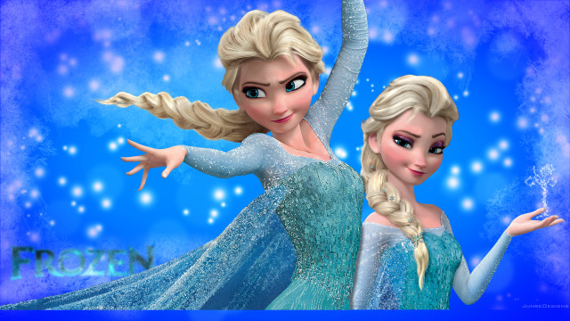 Frozen princesses pose blue background free wallpaper for desktop - medium preview image