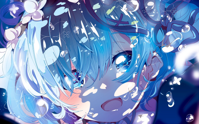 Blue hair blue eyes anime free wallpaper for desktop - medium preview image
