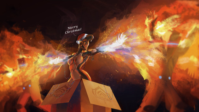 Woman costume box sword fire free wallpaper for desktop - medium preview image