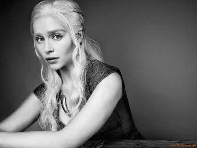 Woman blonde hair sitting table free wallpaper for desktop - medium preview image