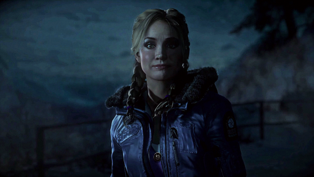 Woman blue jacket dark room free wallpaper for desktop - medium preview image