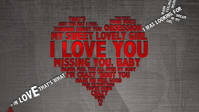 Heart shaped word art red free wallpaper for desktop - medium preview image