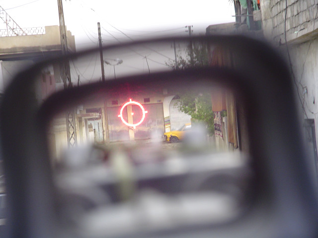 Rearview streetsign car bouchta anamorphic free wallpaper for desktop - medium preview image