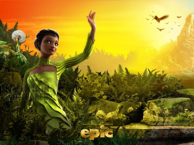 Woman green dress grass dandelion free wallpaper for desktop - medium preview image