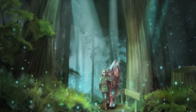 Man walking horse forest path free wallpaper for desktop - medium preview image